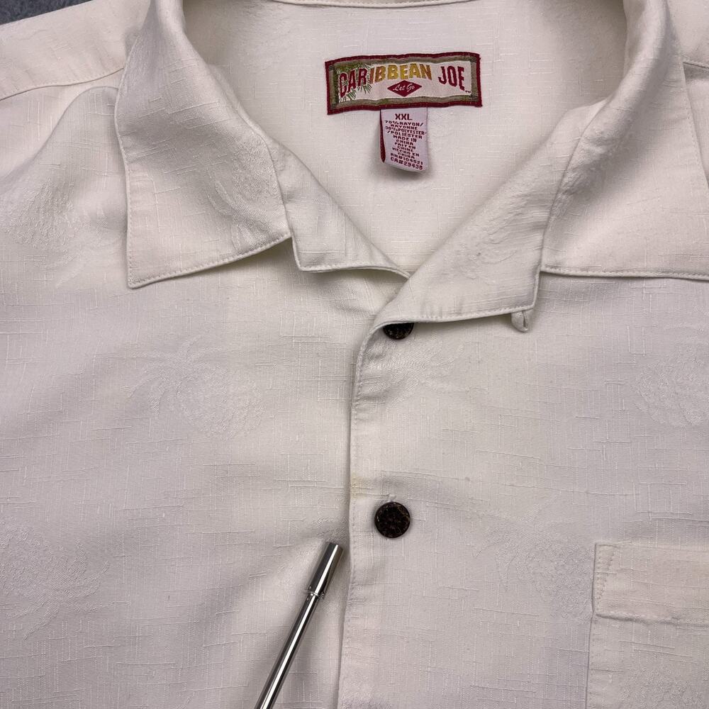 caribbean joe button-up shirt beige short sleeve mens 2xl - Picture 5 of 10